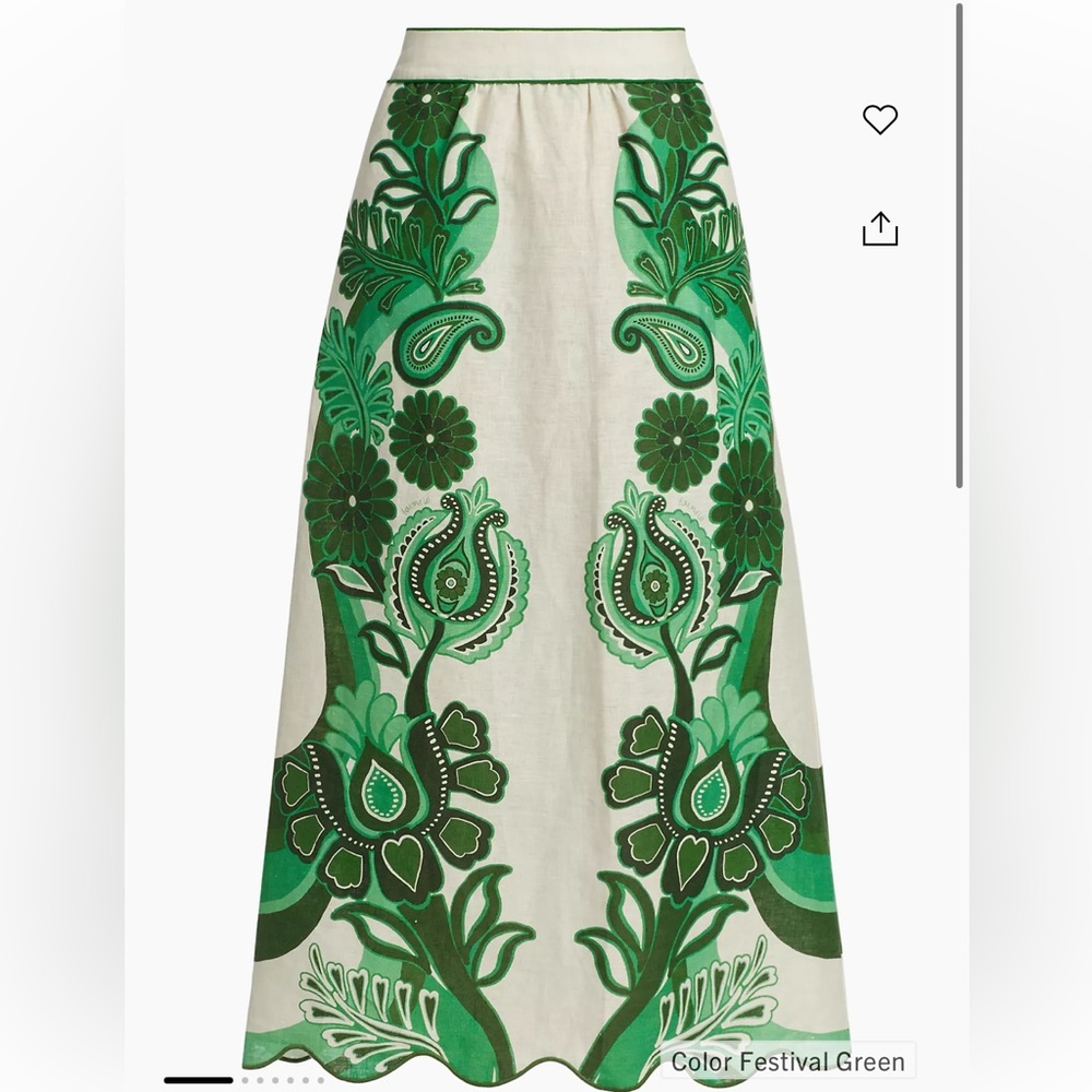NWT Farm Rio linen midi skirt XL